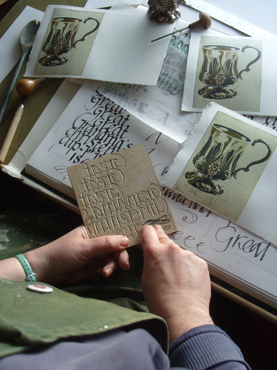 Working on woodcut